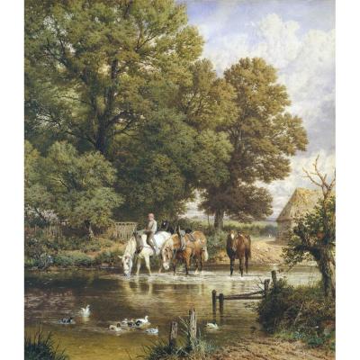 Myles Birket Foster – Fording the Stream